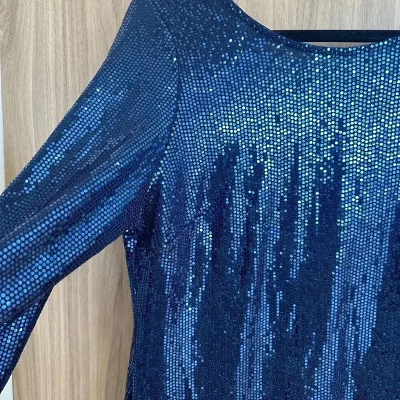 JM studio by John Meyer size 12 navy blue sequin festive dress elegant like new - Picture 5 of 7